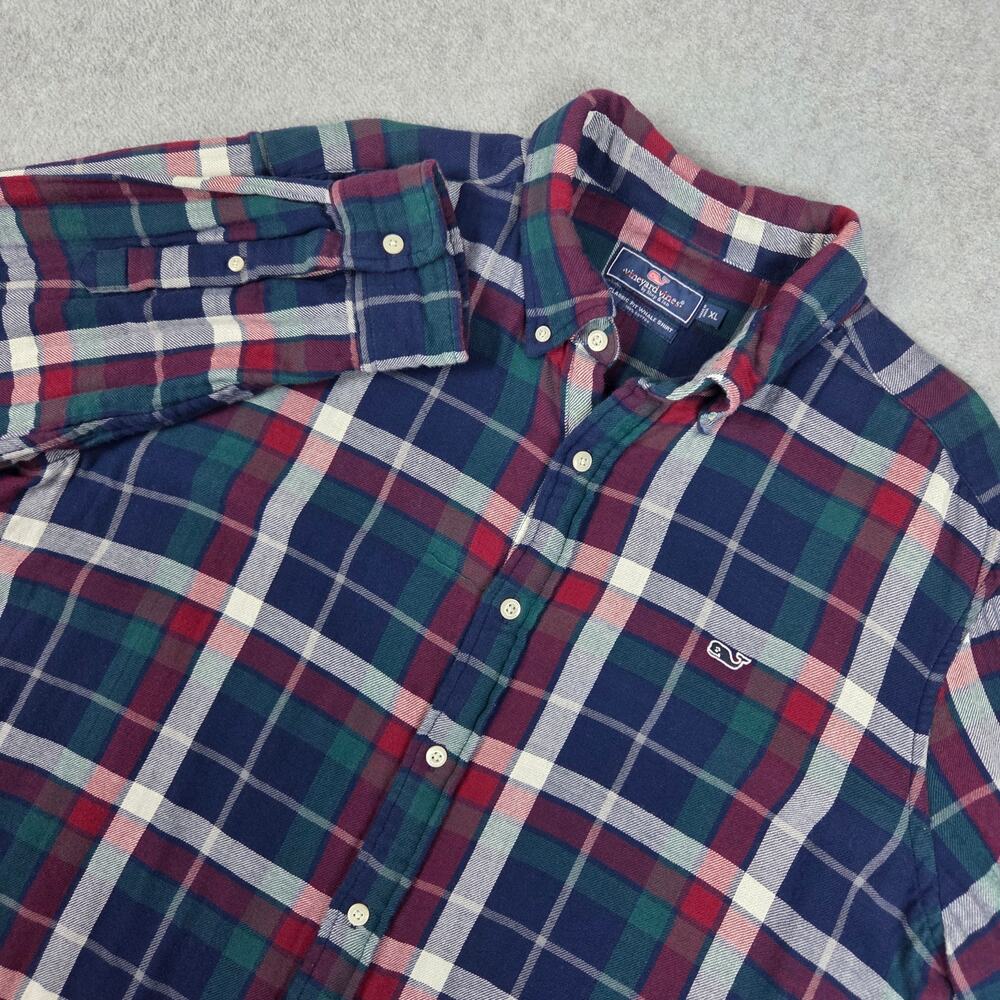 Vineyard Vines XL Heavyweight Flannel Whale Shirt Red Green Blue Plaid